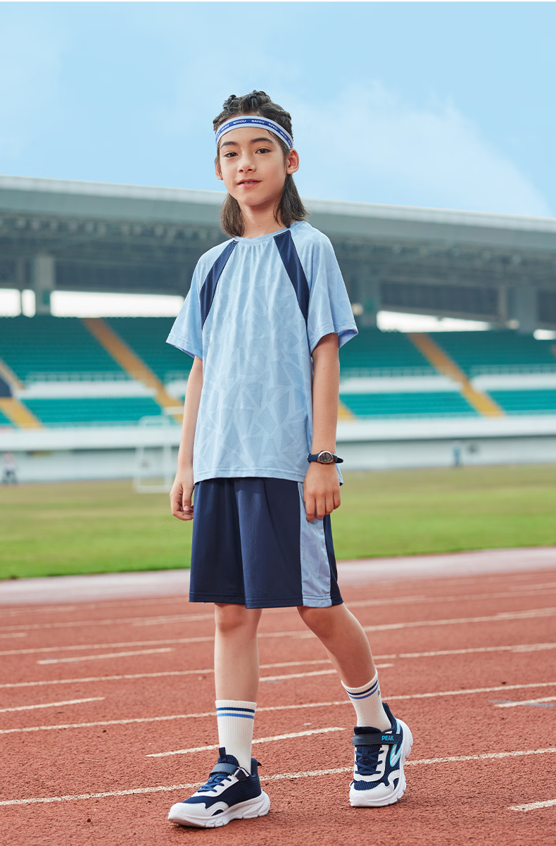 Peak Kids Clothing Children's Set 2026 Summer New Boys Mesh Quick-Dry Short Sleeve Girls Summer Sports Basketball Outfit 12