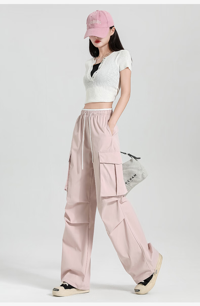 Borui Sunscreen Ice Silk Quick-Dry Work Pants Women 2026 New Summer Lightweight Breathable Casual Paratrooper Pants 17