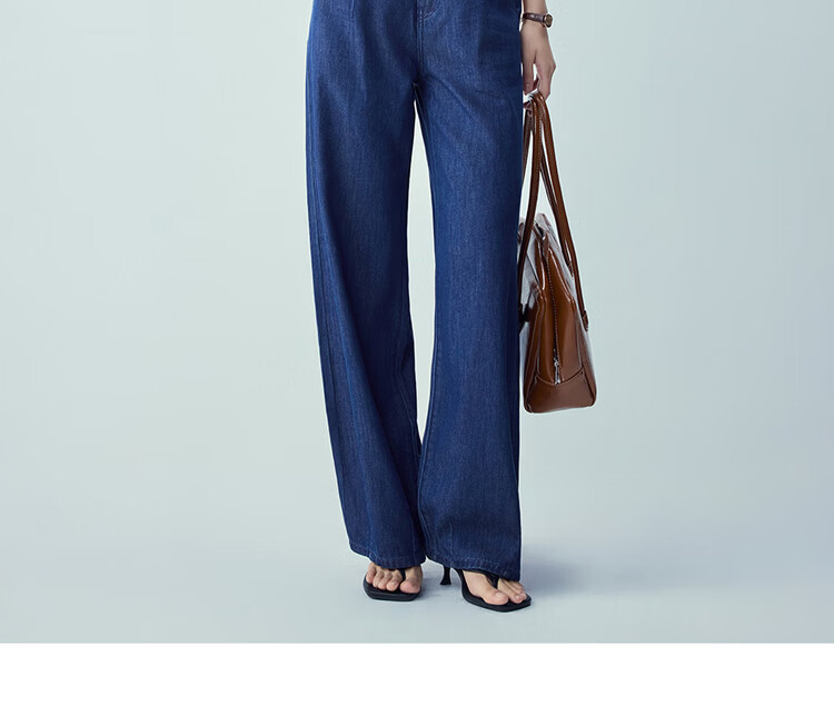 Giordano Women's Pants 2026 Summer New Cool Pleated Semi-Elastic Waist Straight Denim Jeans 13416323 14