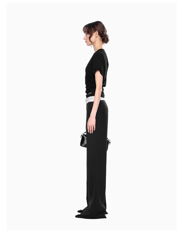 ANN ANDELMAN Official Black Casual Flared Straight-Leg Trousers High-Quality Draped Black XS 4