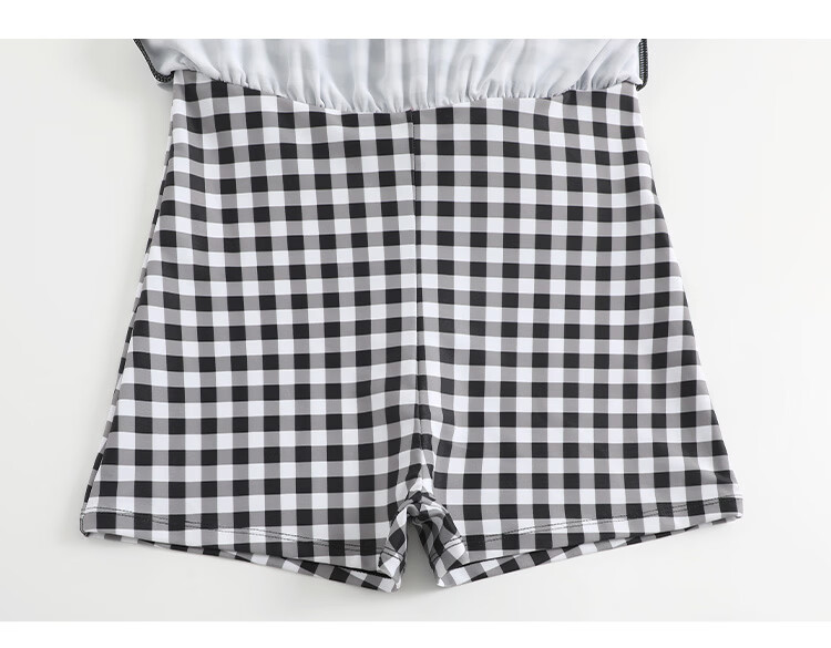 Agliondy Plus Size Women's One-Piece Swimsuit Waist-Slimming Figure-Flattering Classic Black and White Check L 31