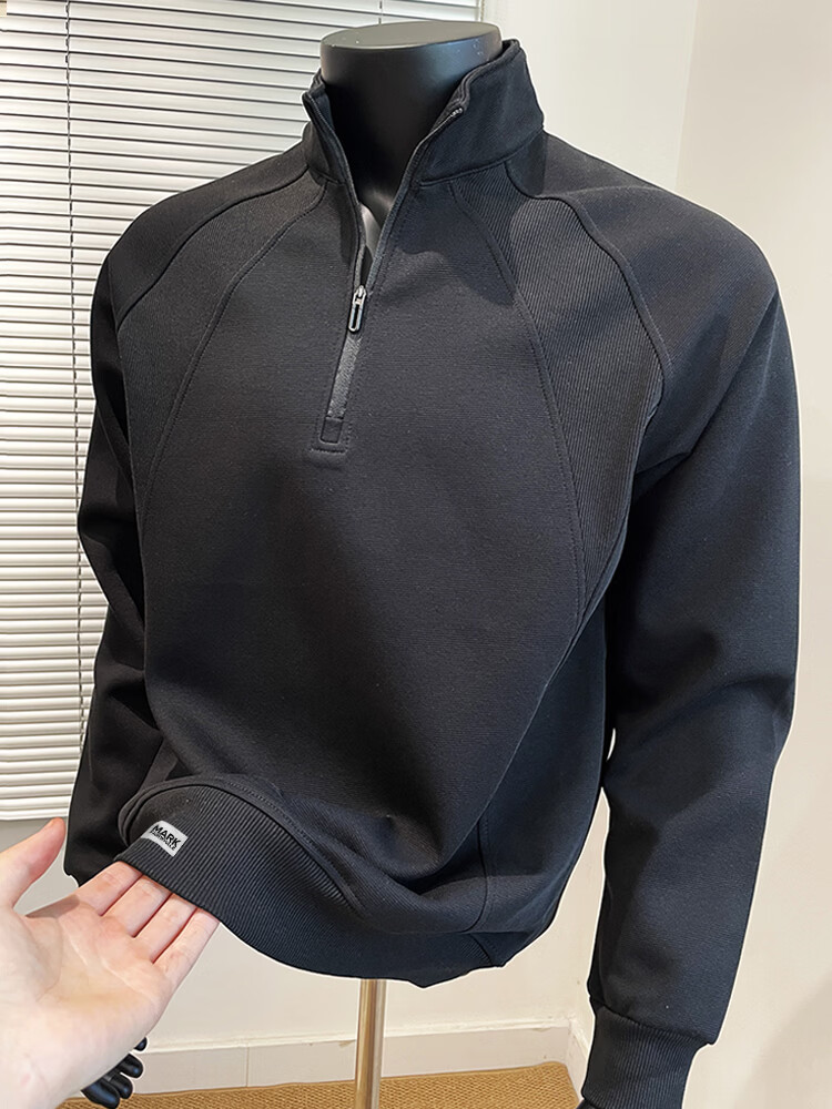 Mark Fairwhale American Heavyweight Patchwork Half-Zip Pullover Sweatshirt Men Spring Autumn New Trendy Loose Fit Slightly Wide Versatile Stand Collar T-Shirt 5