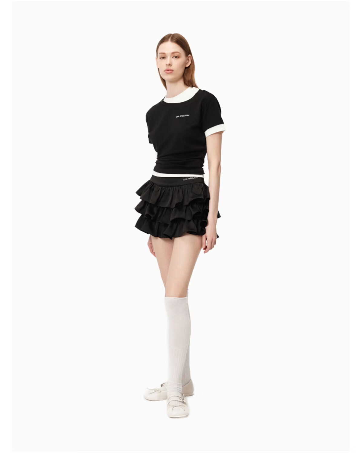 ANN ANDELMAN Official Ballet Style Cake Skirt High Waist Black Mini Skirt Women S [Li Najiong Same Style] 9