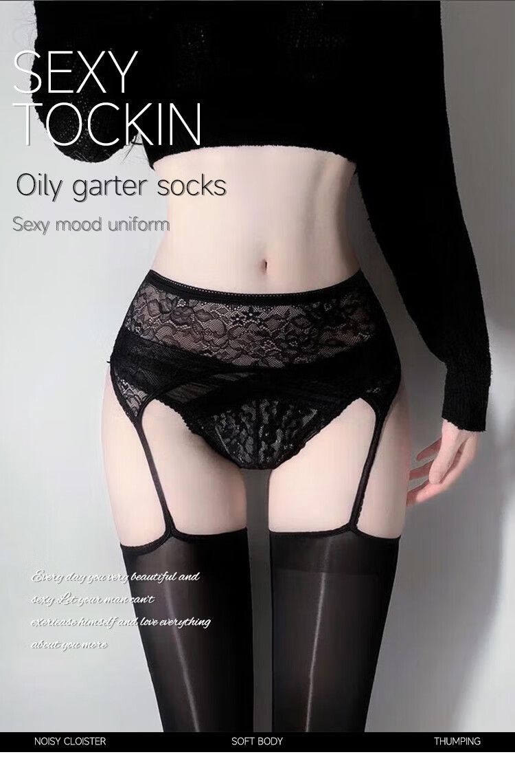 Ice Snow Kapok Black Sheer Suspender Lace Over-the-Knee Open Crotch Thigh-High Sexy Pantyhose Uniform Hot Girl Stockings 2