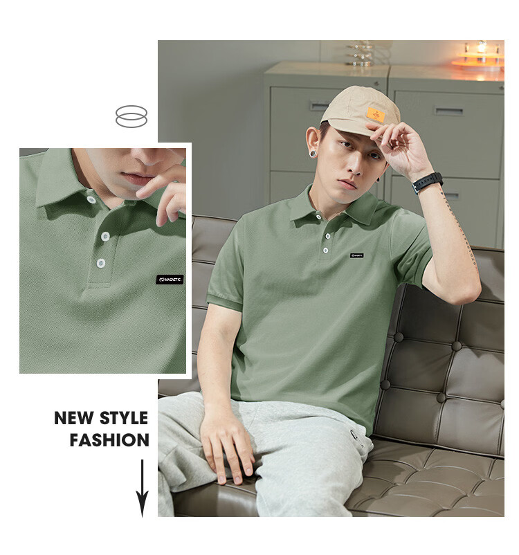 TonLion 2026 Summer New Men's Short Sleeve Polo Shirt Simple Lapel Loose Student T-Shirt Trendy 15
