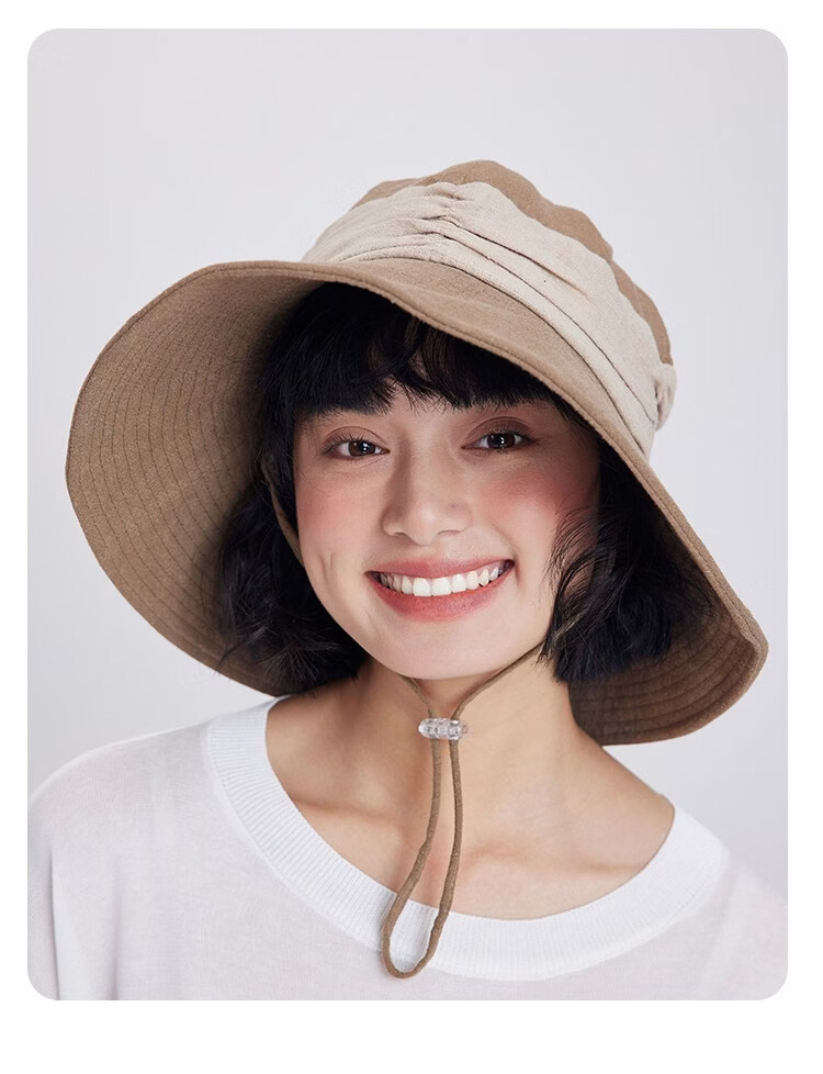 Lagur Breath Forest Natural Ramie Handmade Wide Brim Bucket Hat Women Sun Protection Summer Khaki 22