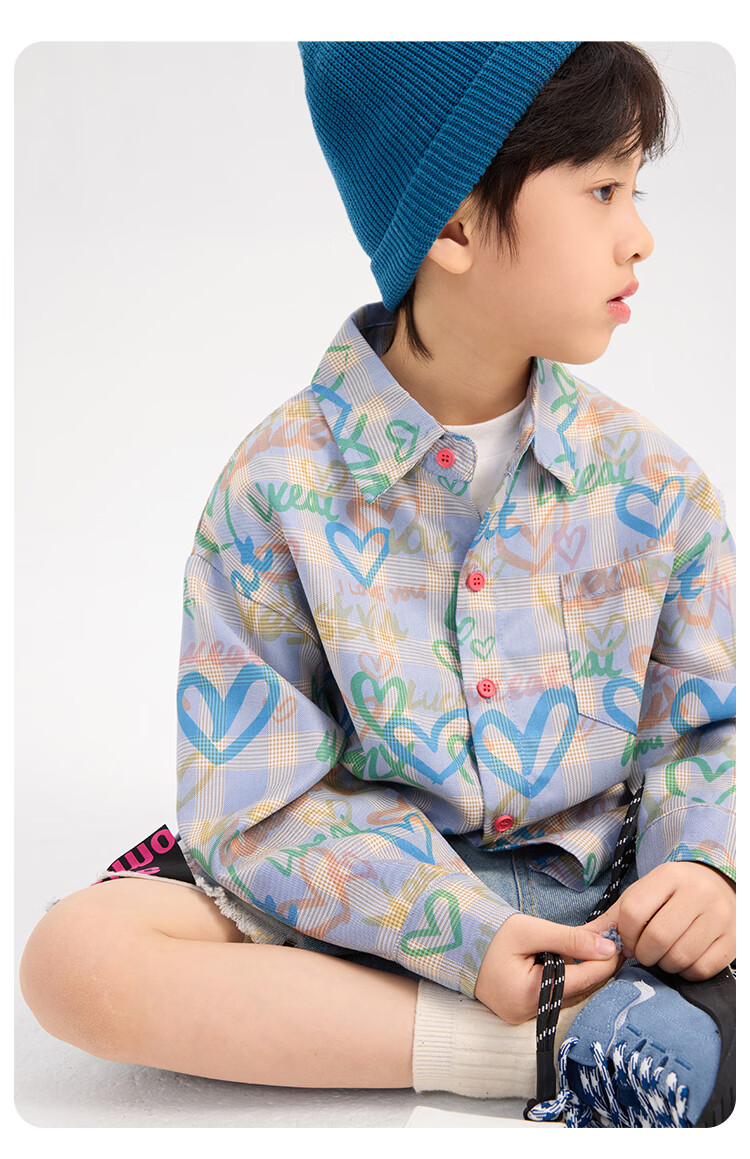 Paitown Boys' Shirt Big Kids Children's Top 2026 New Spring Plaid Long Sleeve Casual Stylish Kidswear 24