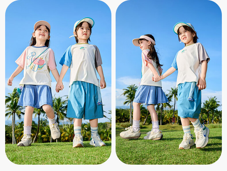 Dudu Home [7A Antibacterial] Children's T-Shirt Summer Cartoon Boys Short Sleeve Pure Cotton Girls Top Grass Green 100 10