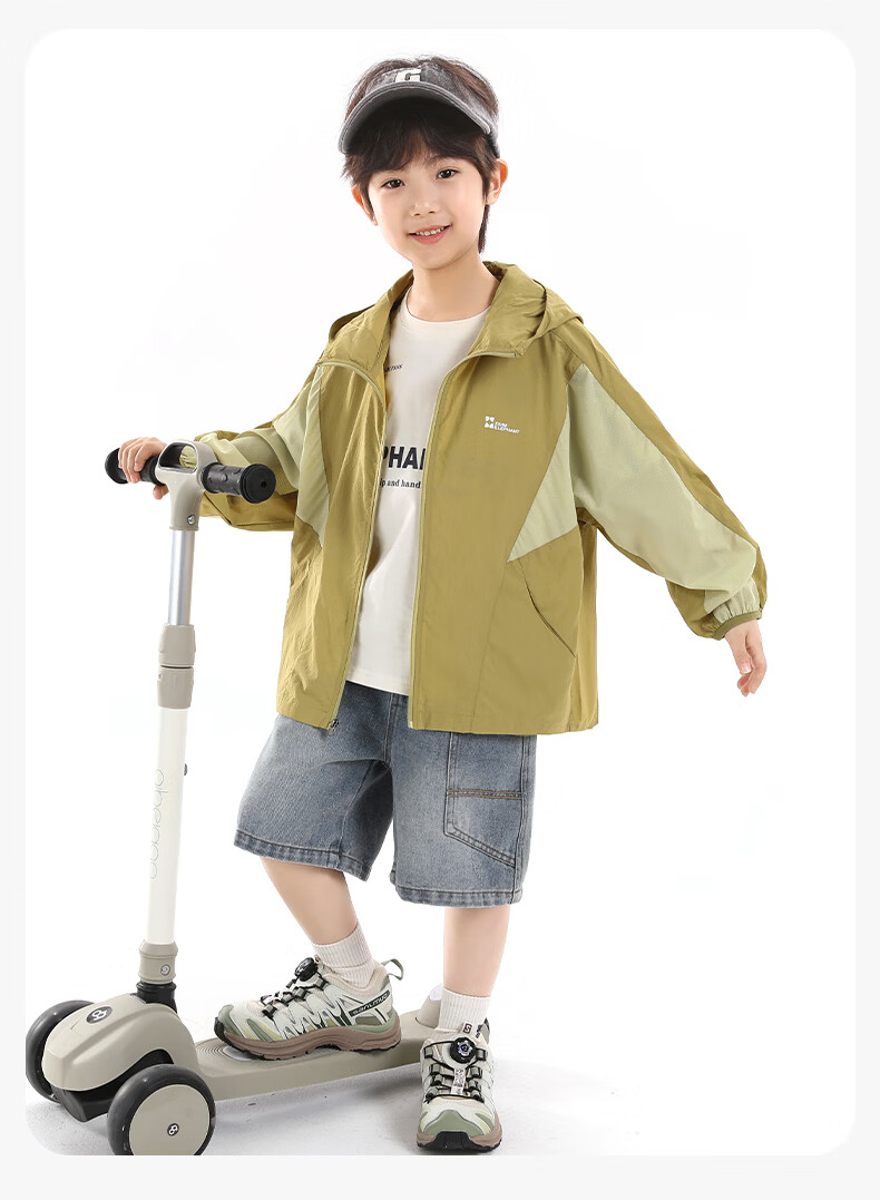 Little Elephant Hamm Boys' Sun Protection Jacket Children's Lightweight Summer Coat 2026 Boys' Skin Jacket UPF50+ Green 110 cm 20