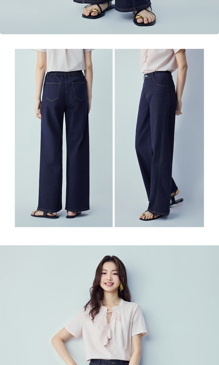 Giordano Women's New Straight-Leg Jeans with Contrast Side Seams, Mid-Rise Natural Color Denim 13416332 14