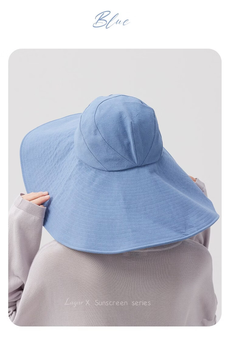 Lagur Black Warrior | 15cm Extra Large Brim Cotton Sun Hat for Women Summer Outdoor Fisherman Hat Men Off-White 17