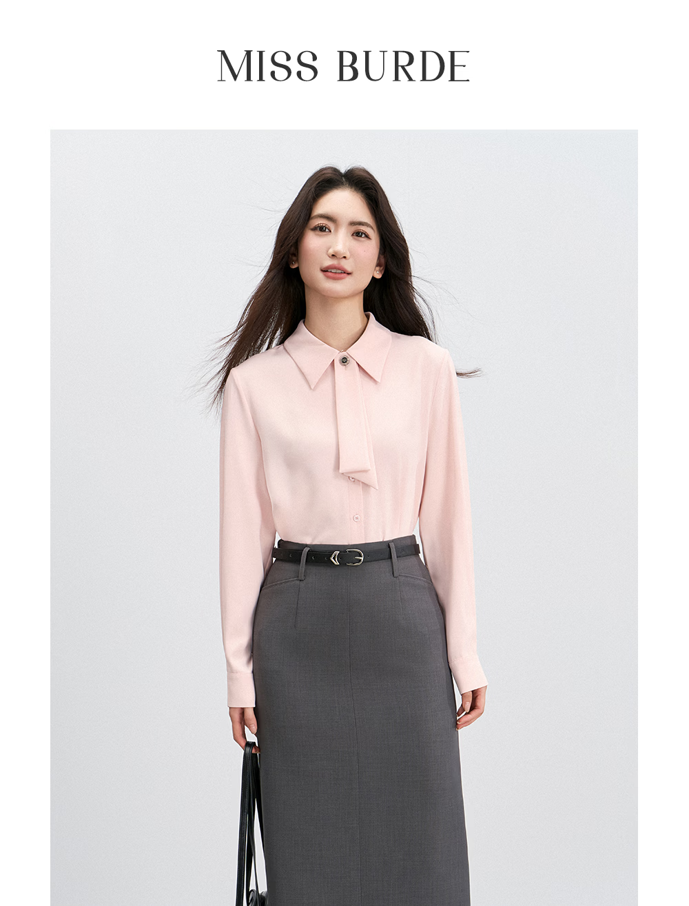 Miss Bird Anti-Wrinkle Stain-Resistant Long Sleeve Ribbon Shirt Women's Workplace Commuting Premium Formal Interview Top 21