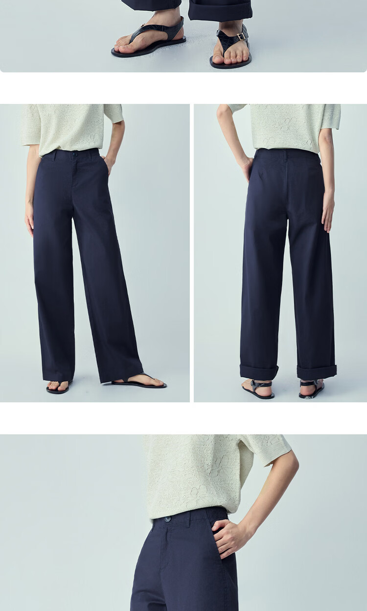 Giordano Women's Pants 2026 New Elastic Cotton Solid Color High Waist Straight Casual Trousers 05416303 10