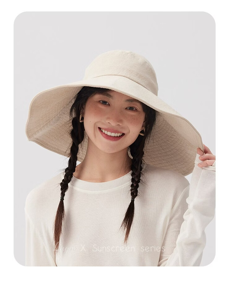 Lagur Black Warrior | 15cm Extra Large Brim Cotton Sun Hat for Women Summer Outdoor Fisherman Hat Men Off-White 24