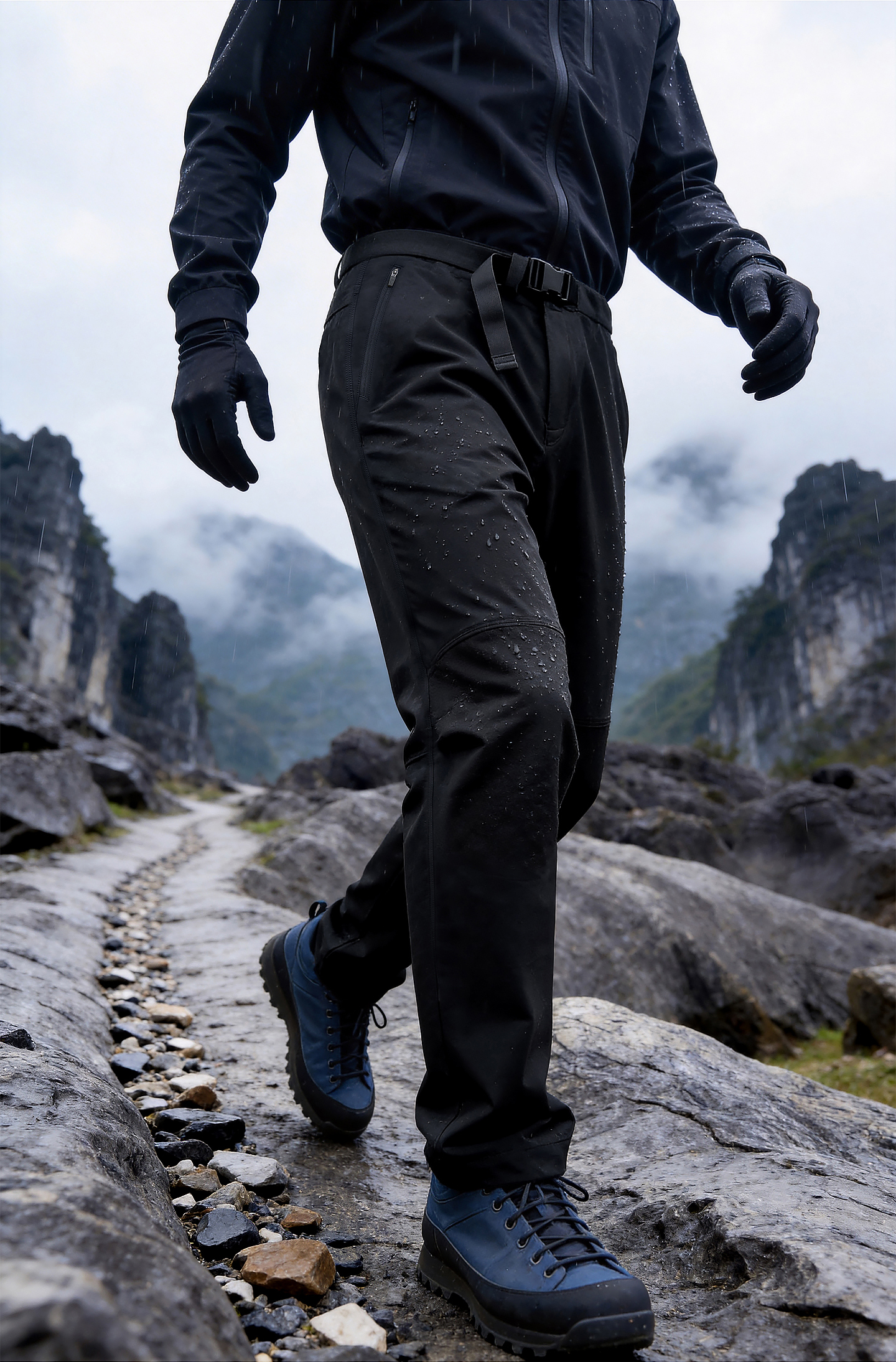 Black Ice 25 New Spring Autumn Outdoor Hiking Men's Softshell Pants Water-Repellent Durable Stretch Black XL 21