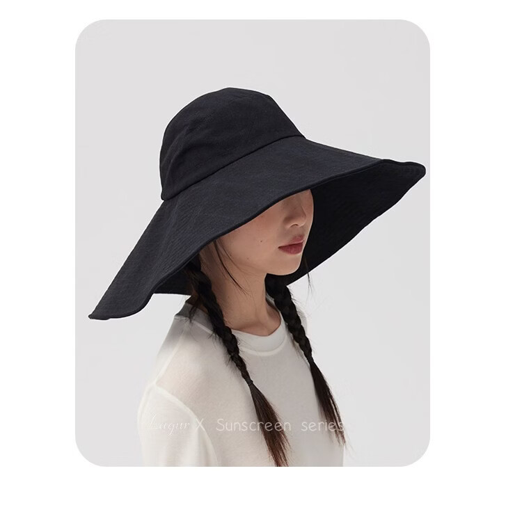 Lagur Black Warrior | 15cm Extra Large Brim Cotton Sun Hat for Women Summer Outdoor Fisherman Hat Men Off-White 11