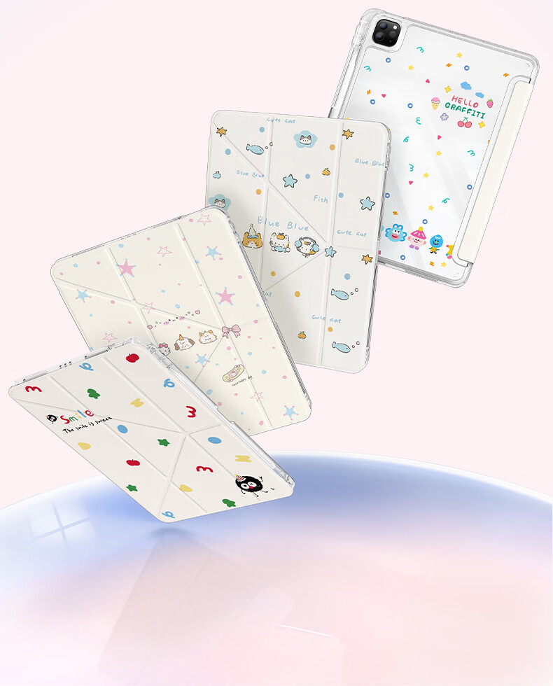 Keliman Tablet Case for Xiaomi Pad 7/7pro, Protective Cover for XiaomiPad 11.2-Inch with Pen Holder, Rotatable Tri-Fold Shockproof Cute Cartoon Design for Girls - Record Album Cat 5