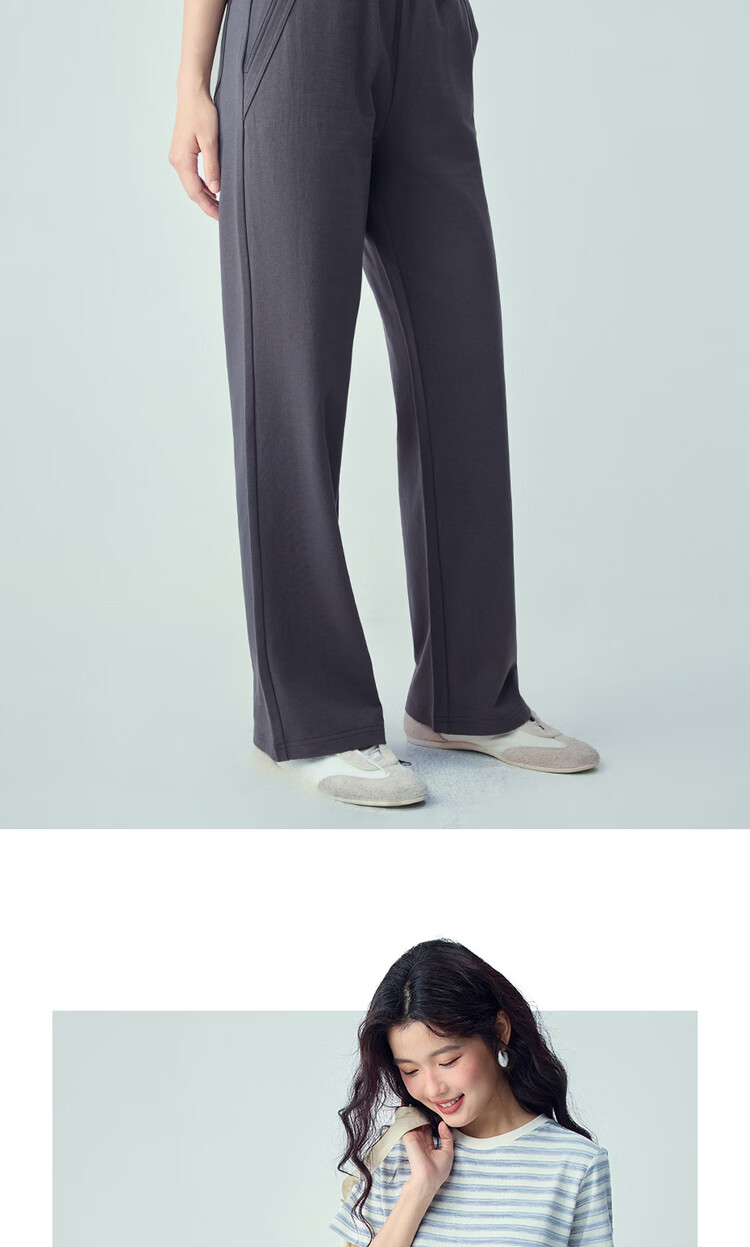 Giordano Women's 2026 Summer Pure Cotton Casual Pants with Patch Pockets Elastic Waist Knit Sweatpants 13416245 16