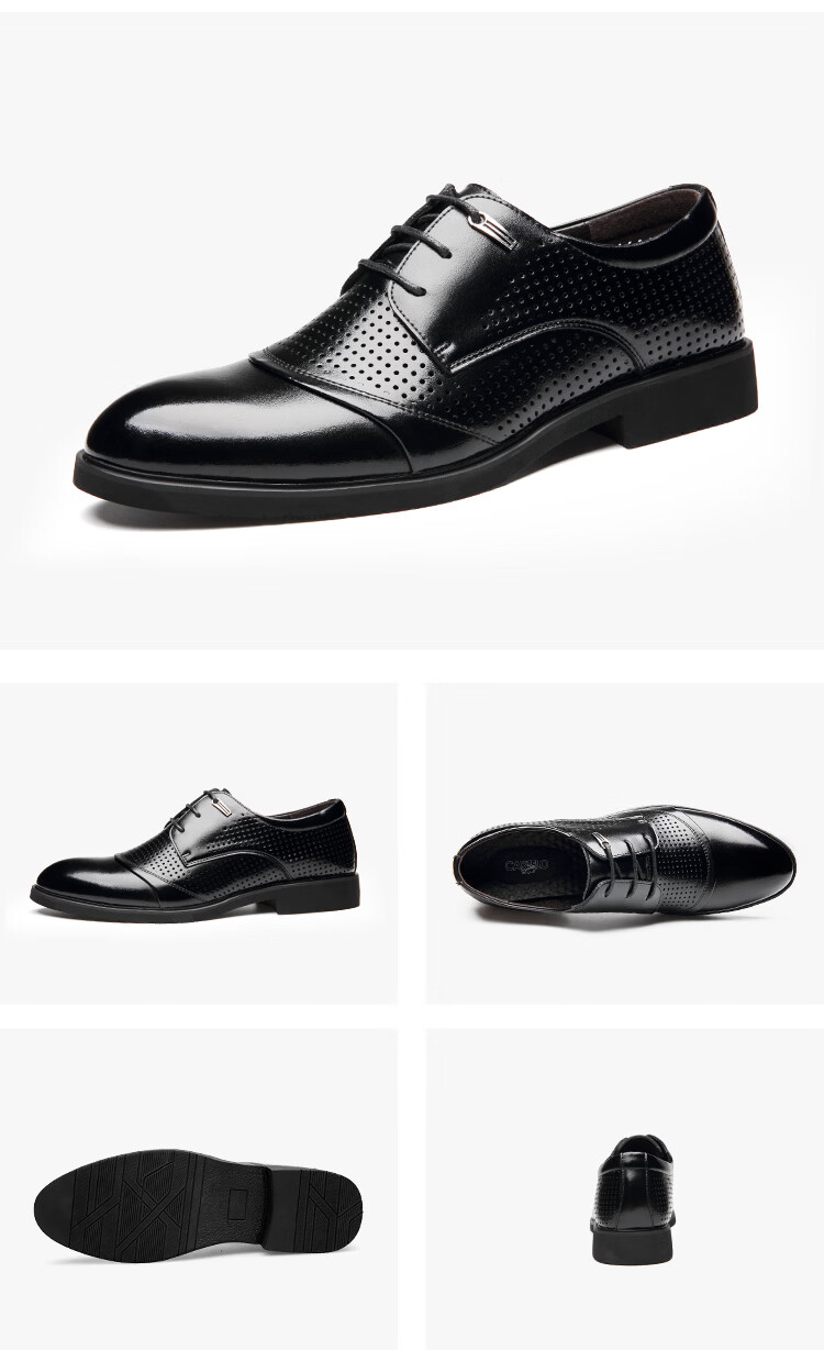 CARTELO Men's Leather Business Formal Shoes, Height-Increasing Men's Shoes for Autumn And Winter, Warm Footwear 2513, Black Height-Increasing Style, Size 39 29