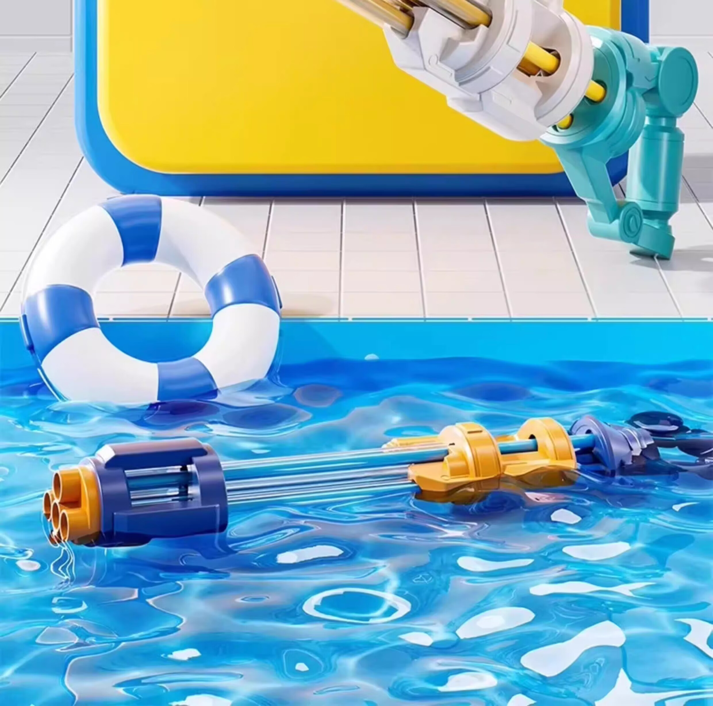 Guou Children's Five-Tube Five-Hole Retractable Water Cannon Water Gun Large High-Pressure Long-Range Gatling Toy Birthday Gift 11
