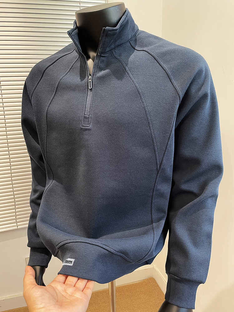 Mark Fairwhale American Heavyweight Patchwork Half-Zip Pullover Sweatshirt Men Spring Autumn New Trendy Loose Fit Slightly Wide Versatile Stand Collar T-Shirt 4