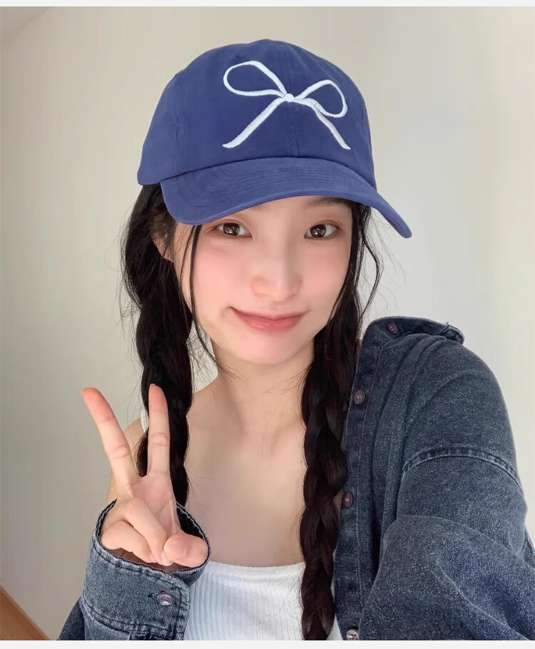 Peak Women's Baseball Cap Outdoor Sunshade Embroidered Bow Sweet Korean Style Fashion Street Dance Duckbill Hat Large Brim Slim Face 16