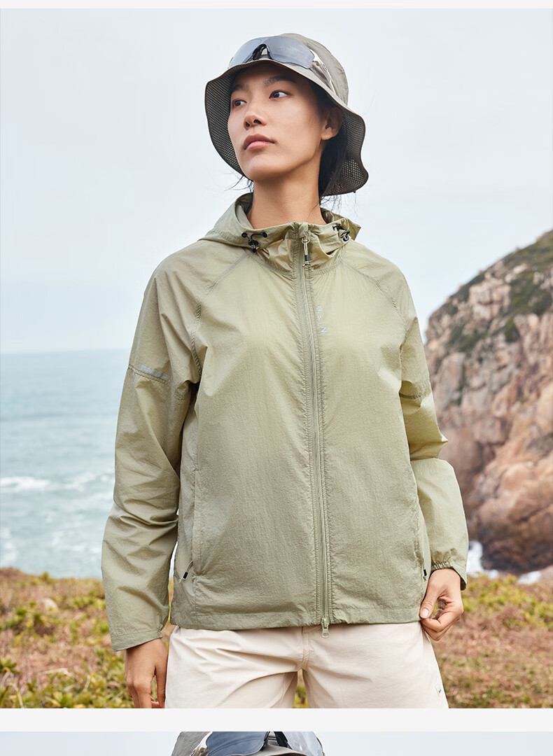 BEIN SPACE Summer Unisex Outdoor Sun Protection UPF50+ Lightweight Packable Reflective Skin Jacket Women S017 Licorice Green L 11
