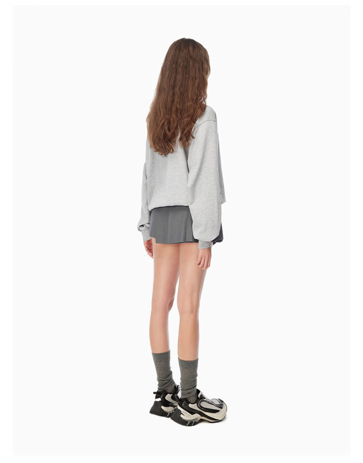 ANN ANDELMAN Irregular Pleated Blazer Skirt Pleated A-Line Mini Skirt Gray XS (Zhao Jinmai Style) 7