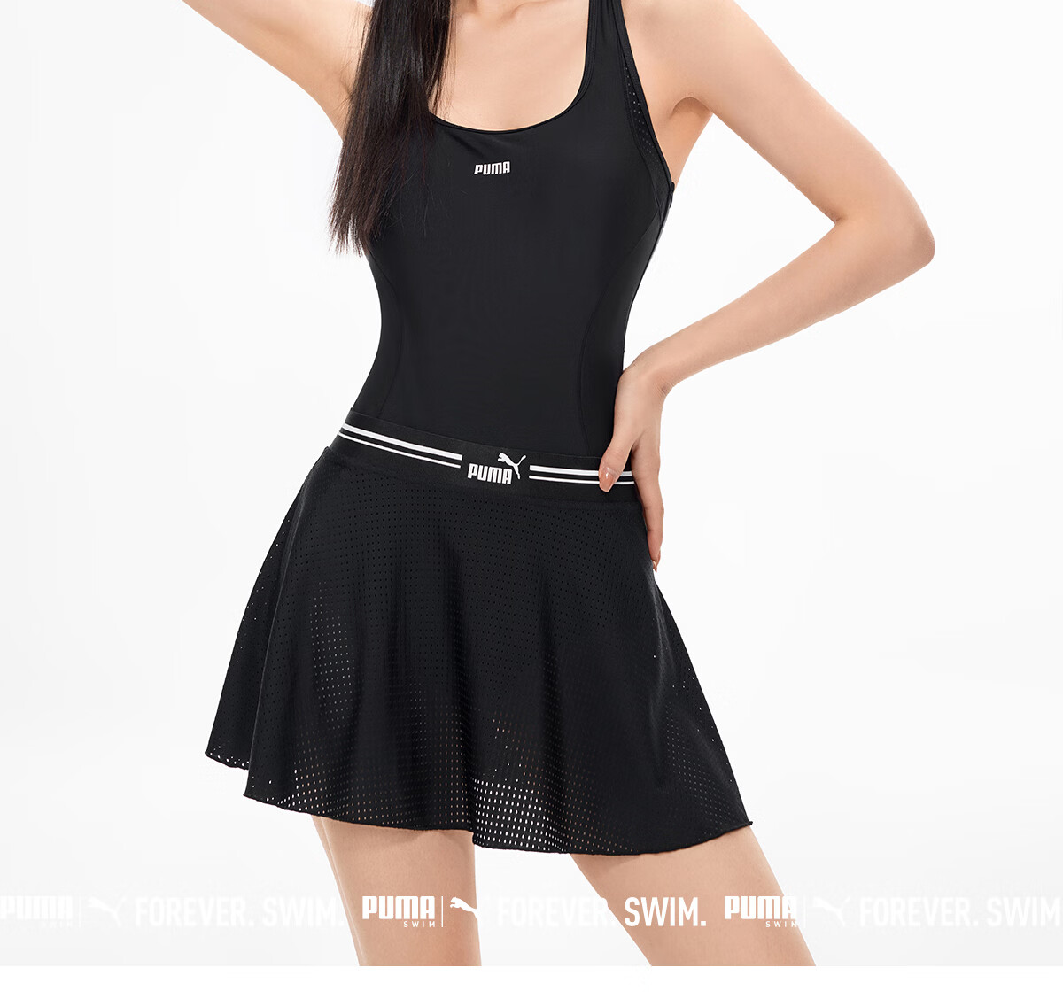 PUMA Women's Two-Piece Swim Skirt Slim Fit Breathable Versatile Casual Vacation Swimwear One-Piece Skirt and Short Skirt 4