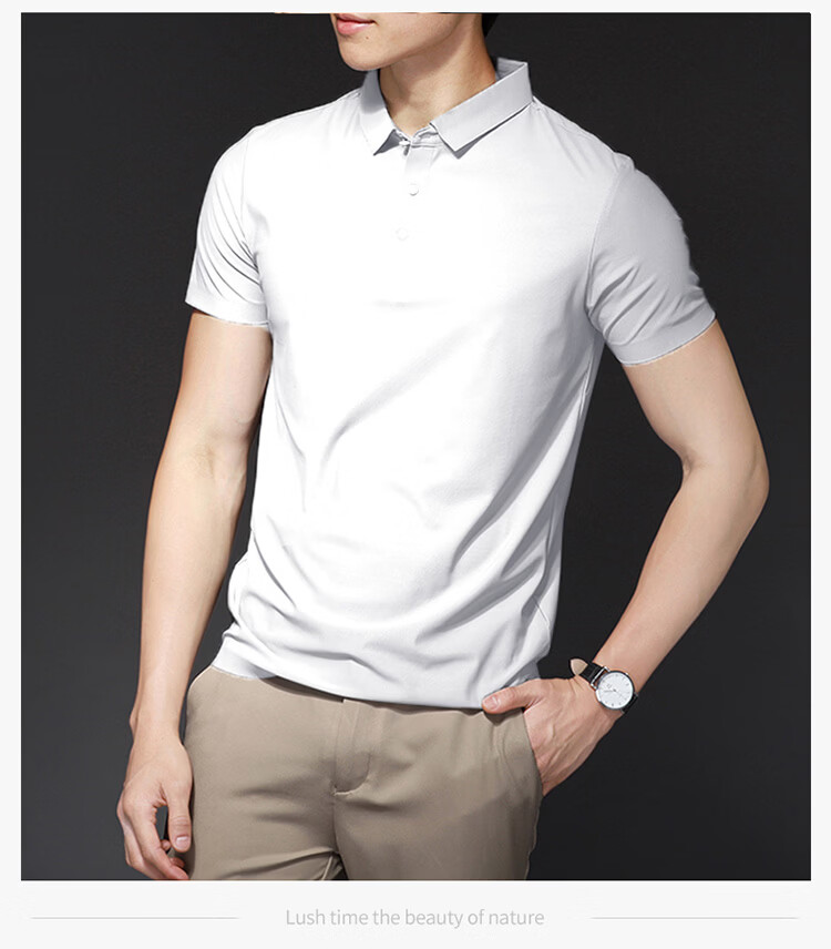 ROMON Short Sleeve Polo Shirt Men's Summer Business Casual Cool Breathable Ice Silk Top Medium Gray XL 21