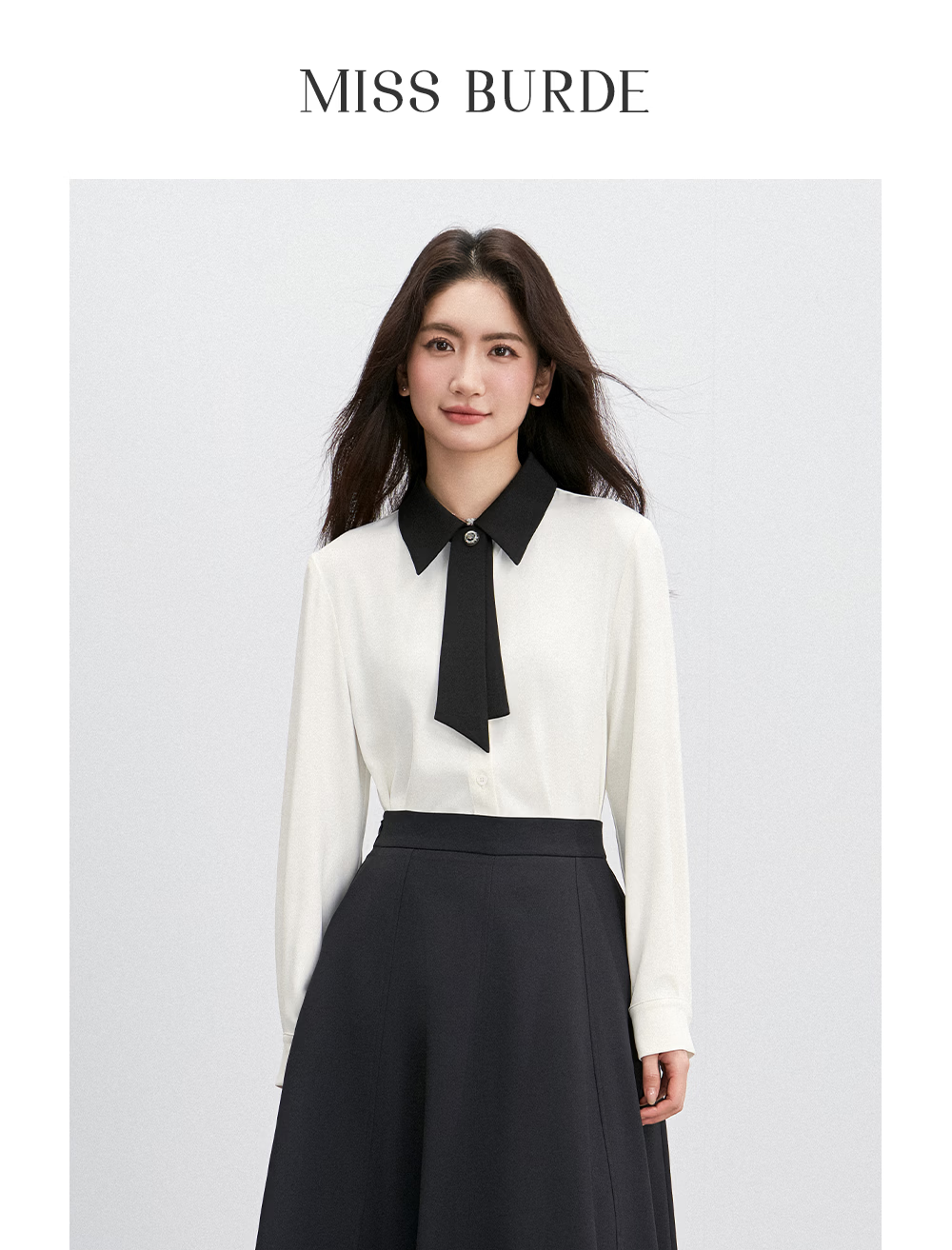 Miss Bird Anti-Wrinkle Stain-Resistant Long Sleeve Ribbon Shirt Women's Workplace Commuting Premium Formal Interview Top 17
