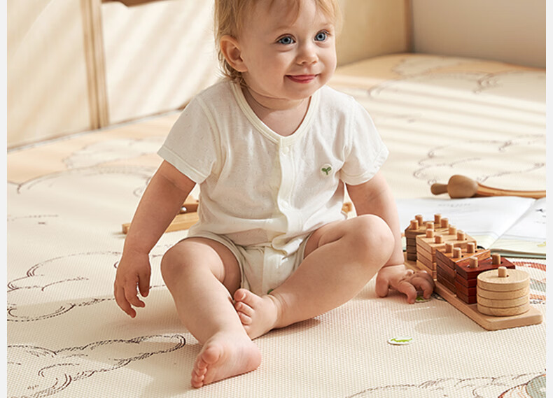 OUYUN Baby Crawling Mat Thickened Children's Crawling Mat iXPE Integrated Floor Mat Snow Village + Bear 2×1.8m 12