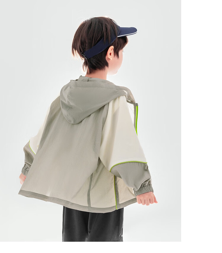 Duoduo Boys 2026 Summer Lightweight Hooded Sun Protection Jacket Outdoor Portable Breathable UPF50+ Colorblock Kids Sports Coat 15