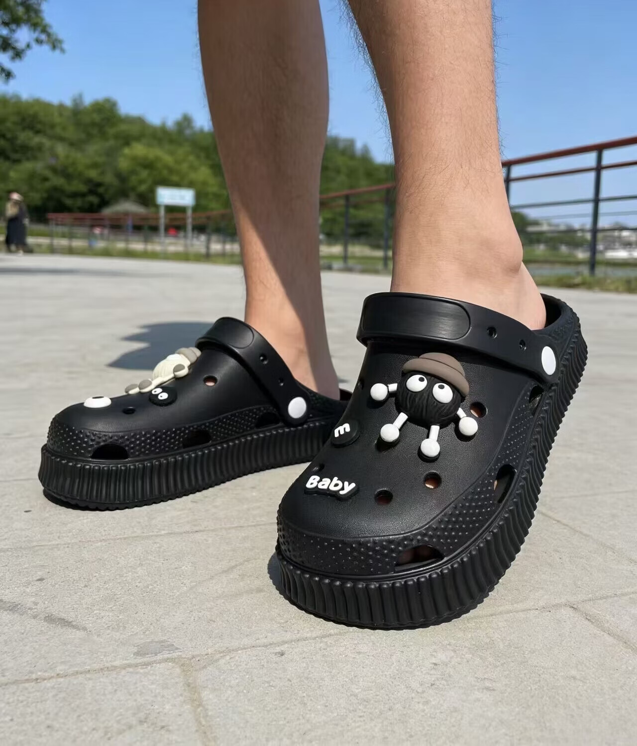 ABFE Couples Summer Clog Sandals Unisex Closed-Toe Slippers Non-Slip DIY Odor-Resistant Outdoor Beach Sandals White Size 42-43 6