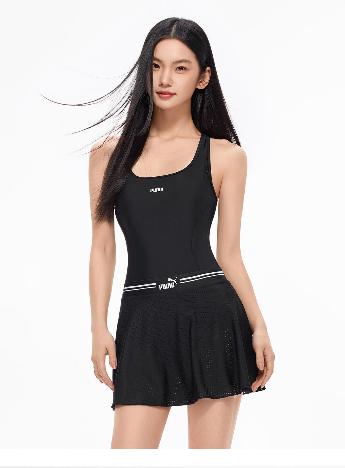PUMA Women's Two-Piece Swim Skirt Slim Fit Breathable Versatile Casual Vacation Swimwear One-Piece Skirt and Short Skirt 22