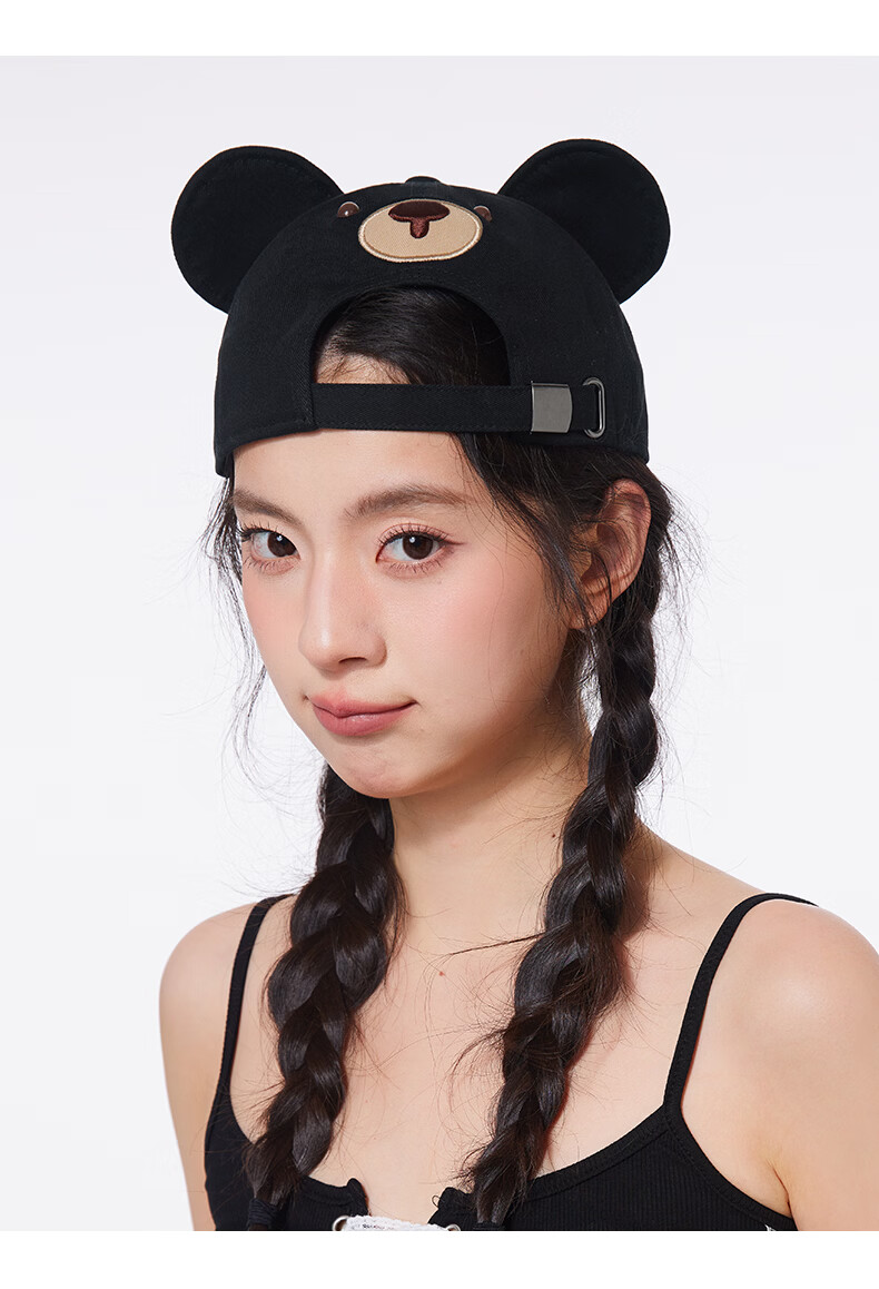 CACUSS Women's Duckbill Cap Spring Summer New Pure Cotton Soft Top Cartoon Age-Reducing Ear Baseball Cap Cute Bear Brown 10