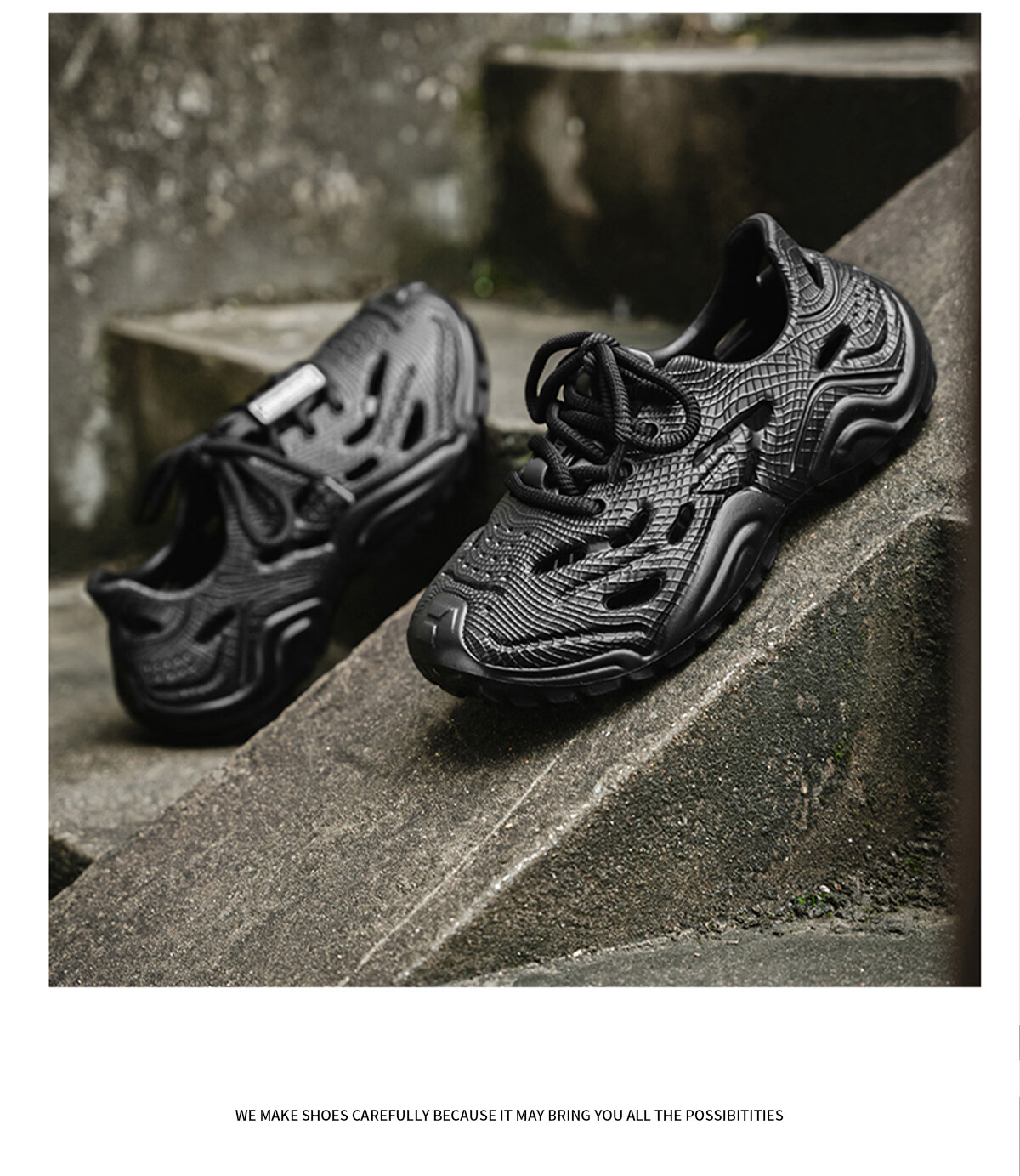 AILAIJIA Men's Outdoor Creek Shoes EVA Breathable Hole Beach Sandals Black Size 41 14