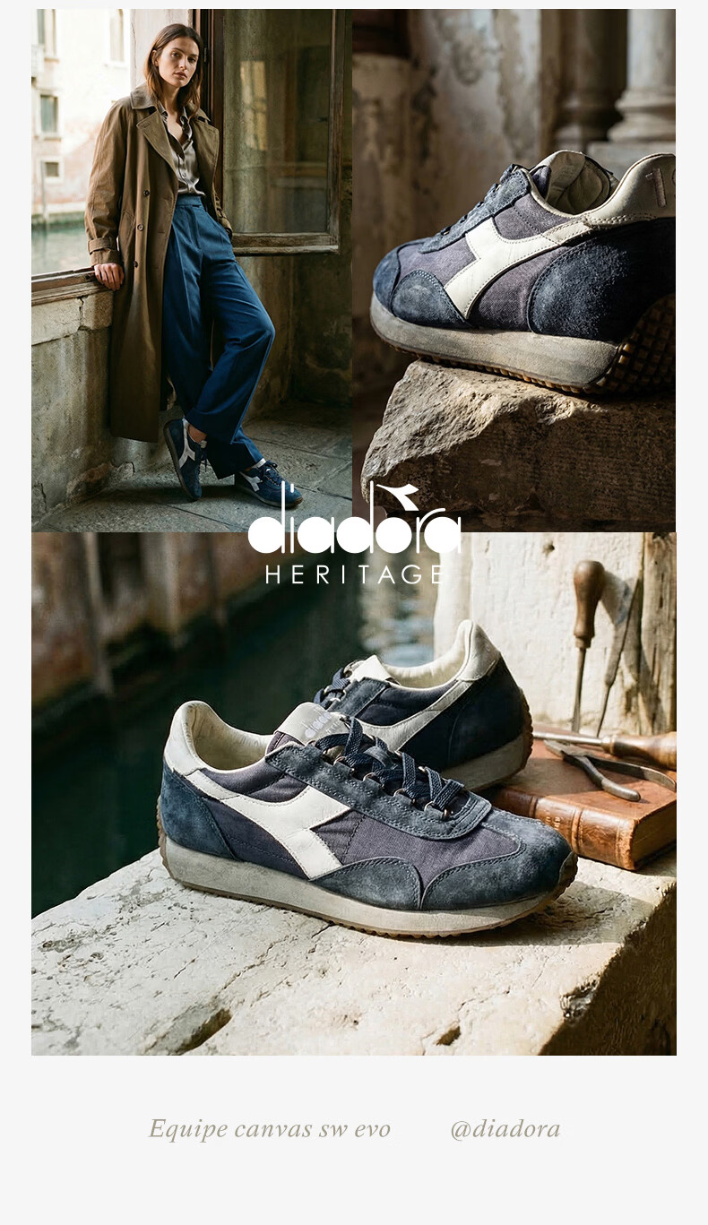 Diadora EQUIPE CANVAS SW EVO Men's Casual Sneakers Dark Night Blue Size 41 12