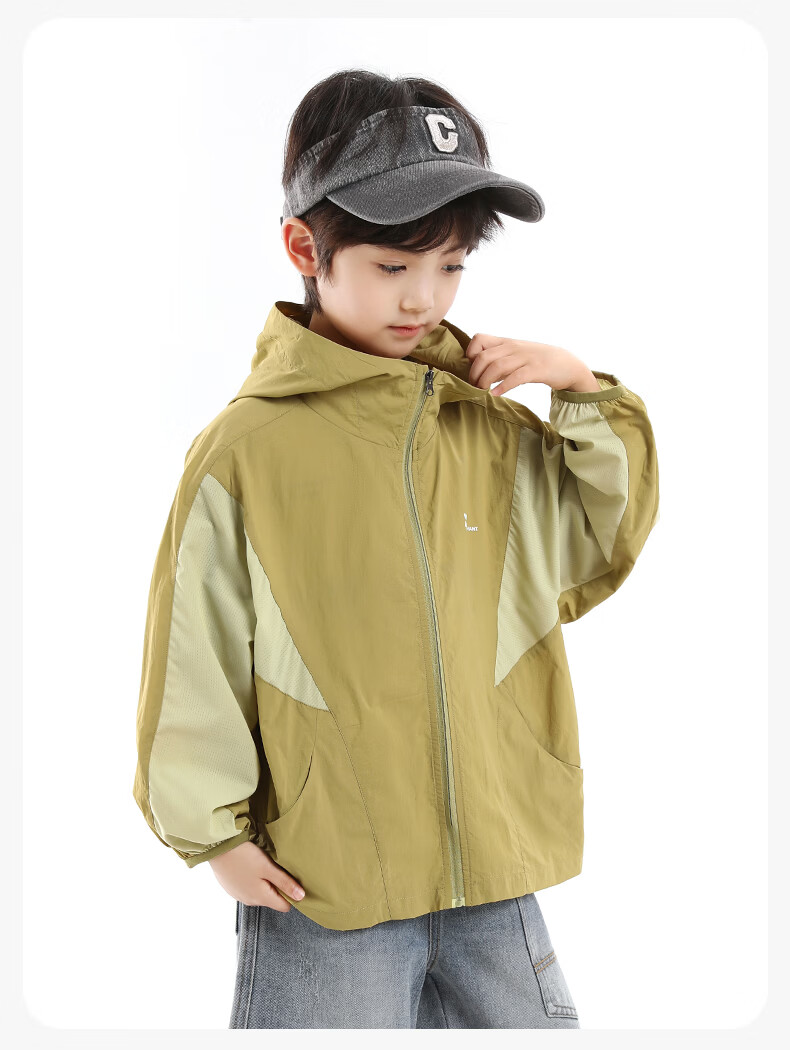 Little Elephant Hamm Boys' Sun Protection Jacket Children's Lightweight Summer Coat 2026 Boys' Skin Jacket UPF50+ Green 110 cm 21
