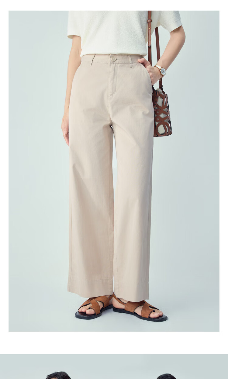 Giordano Women's Pants 2026 Summer New Pure Cotton High Waist Straight Casual Wide Leg Trousers 05416318 9