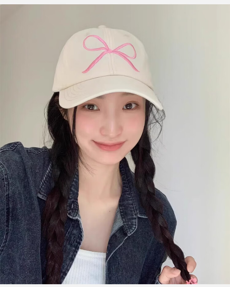 Peak Women's Baseball Cap Outdoor Sunshade Embroidered Bow Sweet Korean Style Fashion Street Dance Duckbill Hat Large Brim Slim Face 9