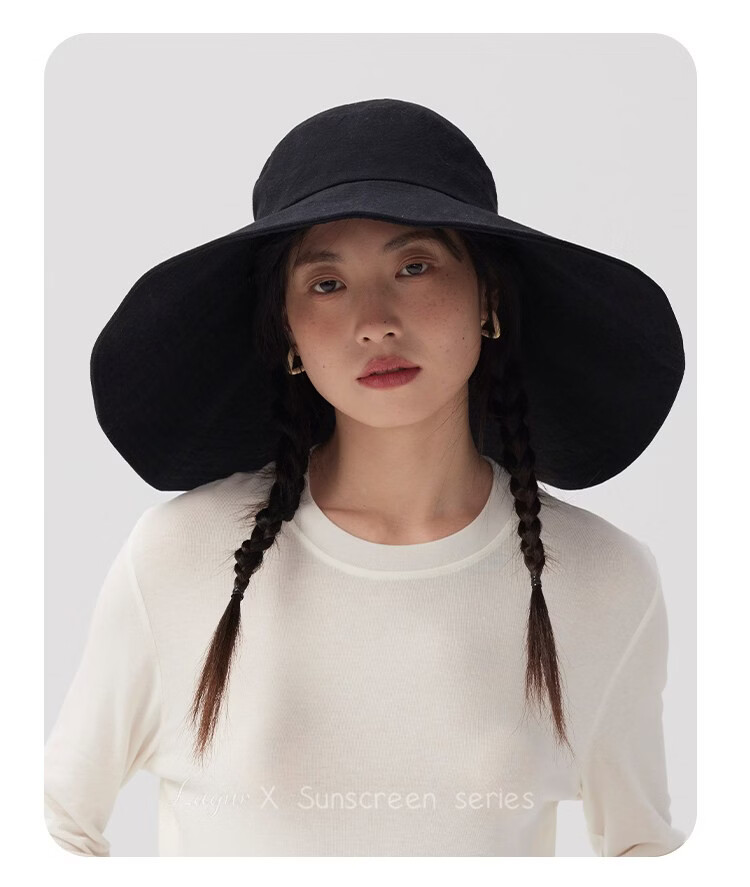 Lagur Black Warrior | 15cm Extra Large Brim Cotton Sun Hat for Women Summer Outdoor Fisherman Hat Men Off-White 14