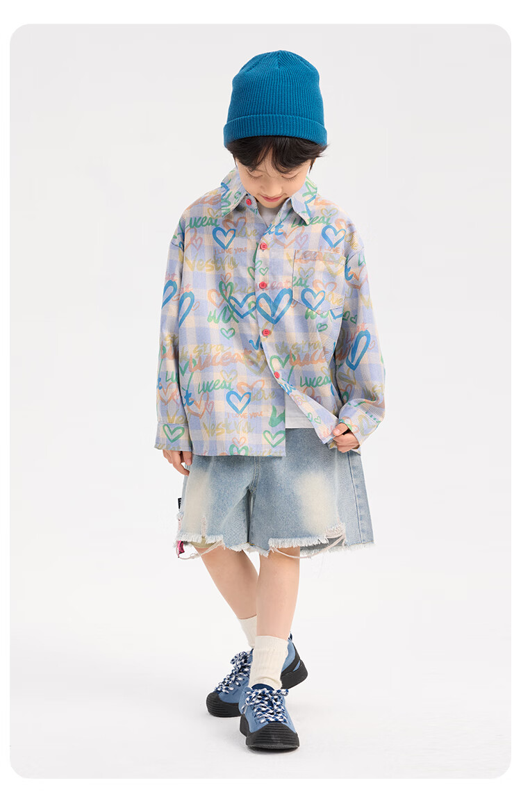 Paitown Boys' Shirt Big Kids Children's Top 2026 New Spring Plaid Long Sleeve Casual Stylish Kidswear 14