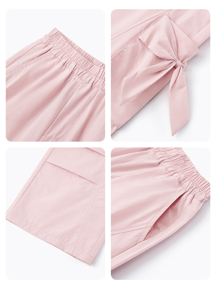 Disney Girls Bow Print T-Shirt and Drawstring Short Sleeve Cargo Wide-Leg Pants Two-Piece Set White Pink 150 18