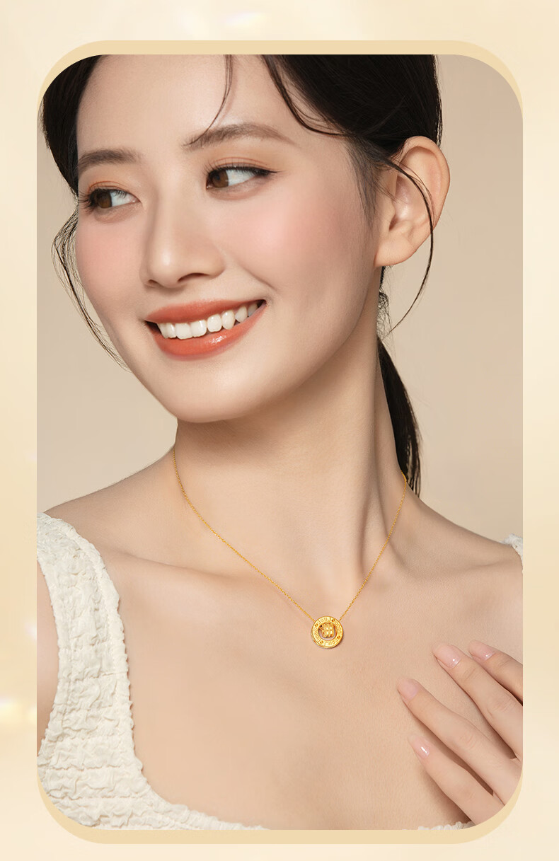 Lao Feng Xiang 925 Silver Double Ring Slim Waist Necklace Premium Möbius Pendant Gift for Girlfriend Valentine's Day 3