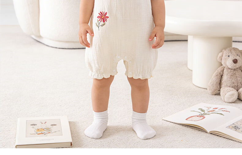 Tonglian Chuxin [Yunxi Yarn] Baby Summer Lightweight Cotton Gauze Sleeveless Romper for Girls Newborn Clothing 2