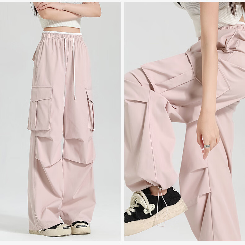 Borui Sunscreen Ice Silk Quick-Dry Work Pants Women 2026 New Summer Lightweight Breathable Casual Paratrooper Pants 18
