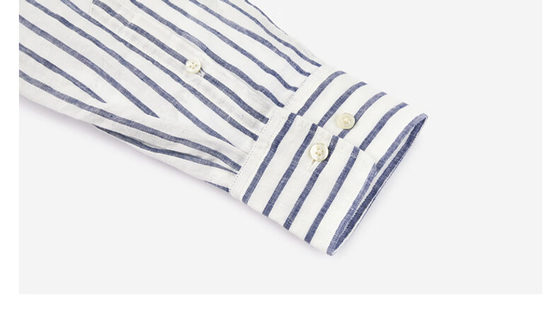 GANT Women's Spring Summer Pure Linen Striped Vintage American Style Long Sleeve Shirt 409-Navy Blue White Stripes M 14