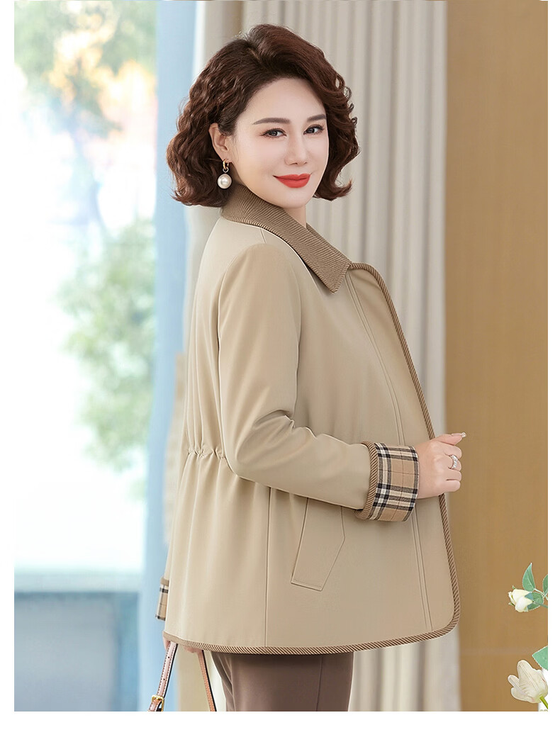 Qiufuluo Mama Spring 2026 New Loose Jacket Middle-aged and Elderly Women's Spring and Autumn 50s 60s Windbreaker Casual Stylish Coat 5