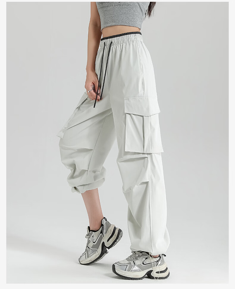Borui Sunscreen Ice Silk Quick-Dry Work Pants Women 2026 New Summer Lightweight Breathable Casual Paratrooper Pants 22